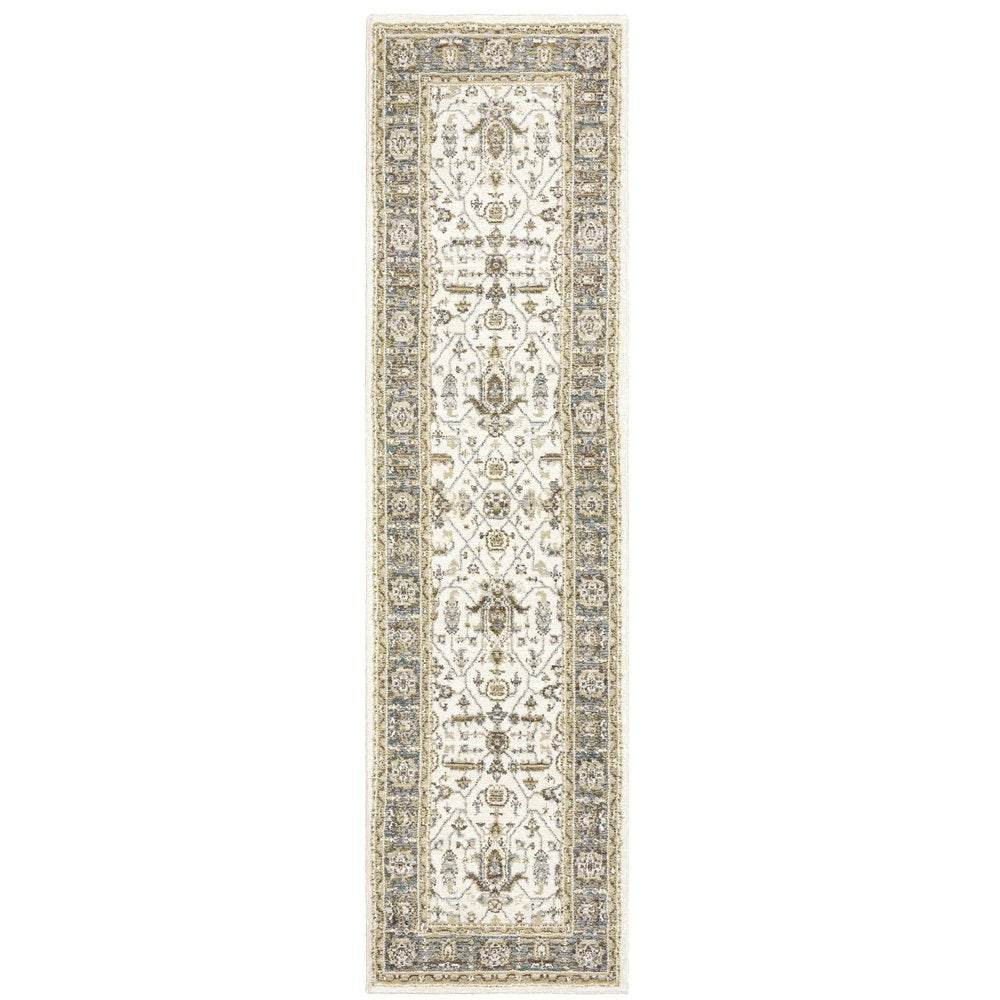 5' X 7' Gray and Ivory Oriental Power Loom Area Rug