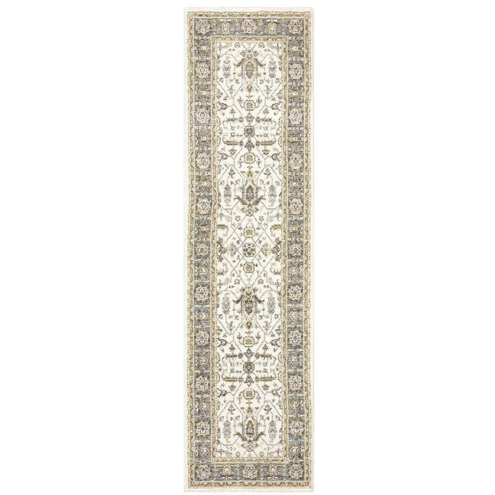 5' X 7' Gray and Ivory Oriental Power Loom Area Rug