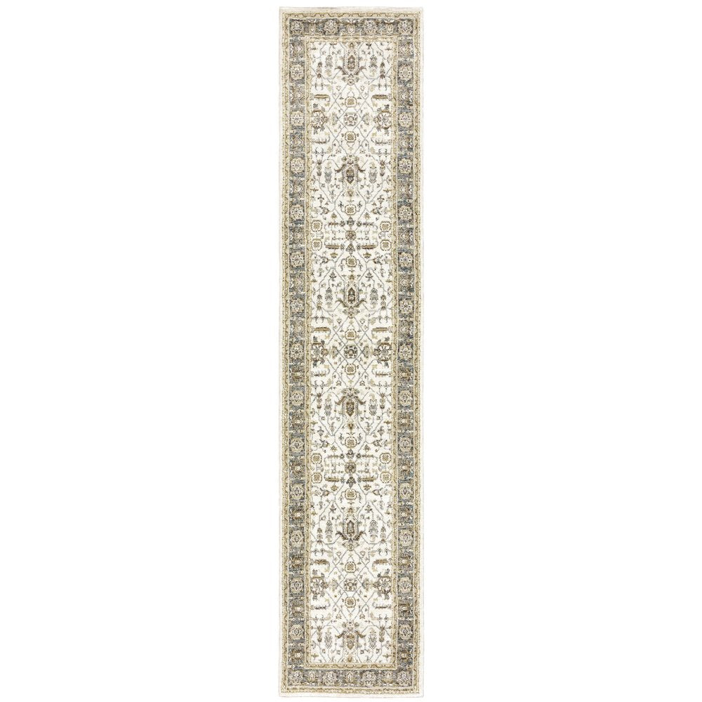 5' X 7' Gray and Ivory Oriental Power Loom Area Rug
