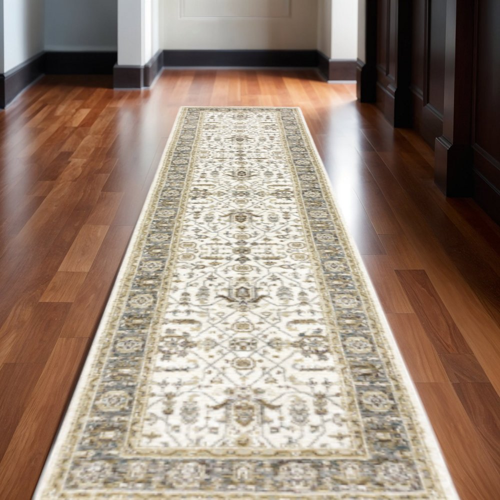 5' X 7' Gray and Ivory Oriental Power Loom Area Rug