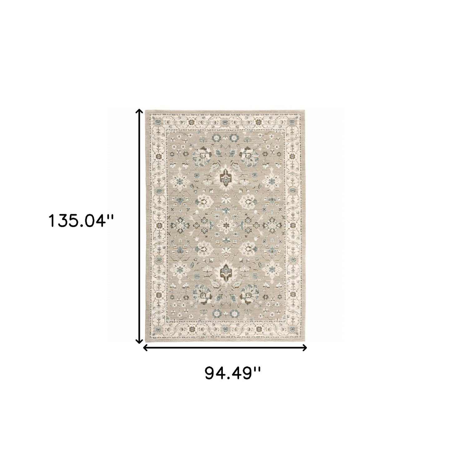 2' X 3' Beige and Ivory Oriental Power Loom Area Rug