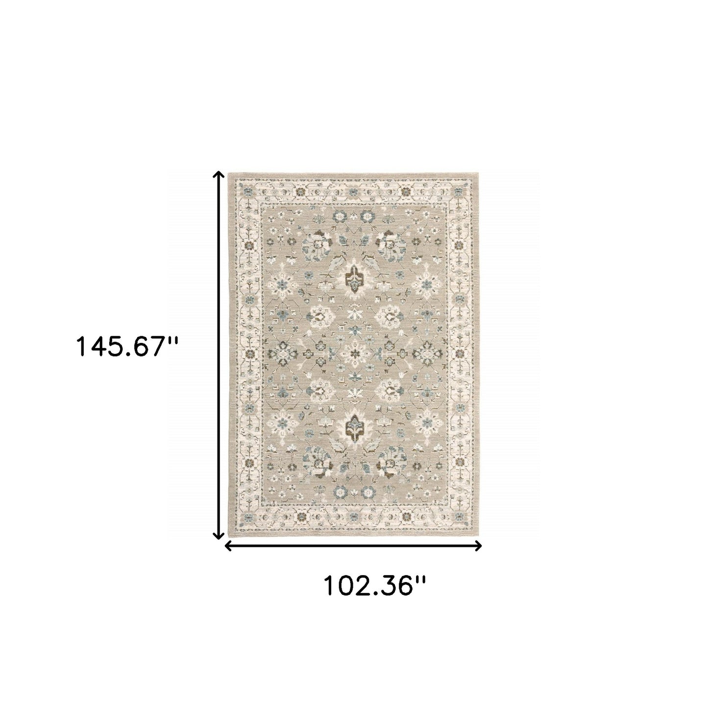 2' X 3' Beige and Ivory Oriental Power Loom Area Rug