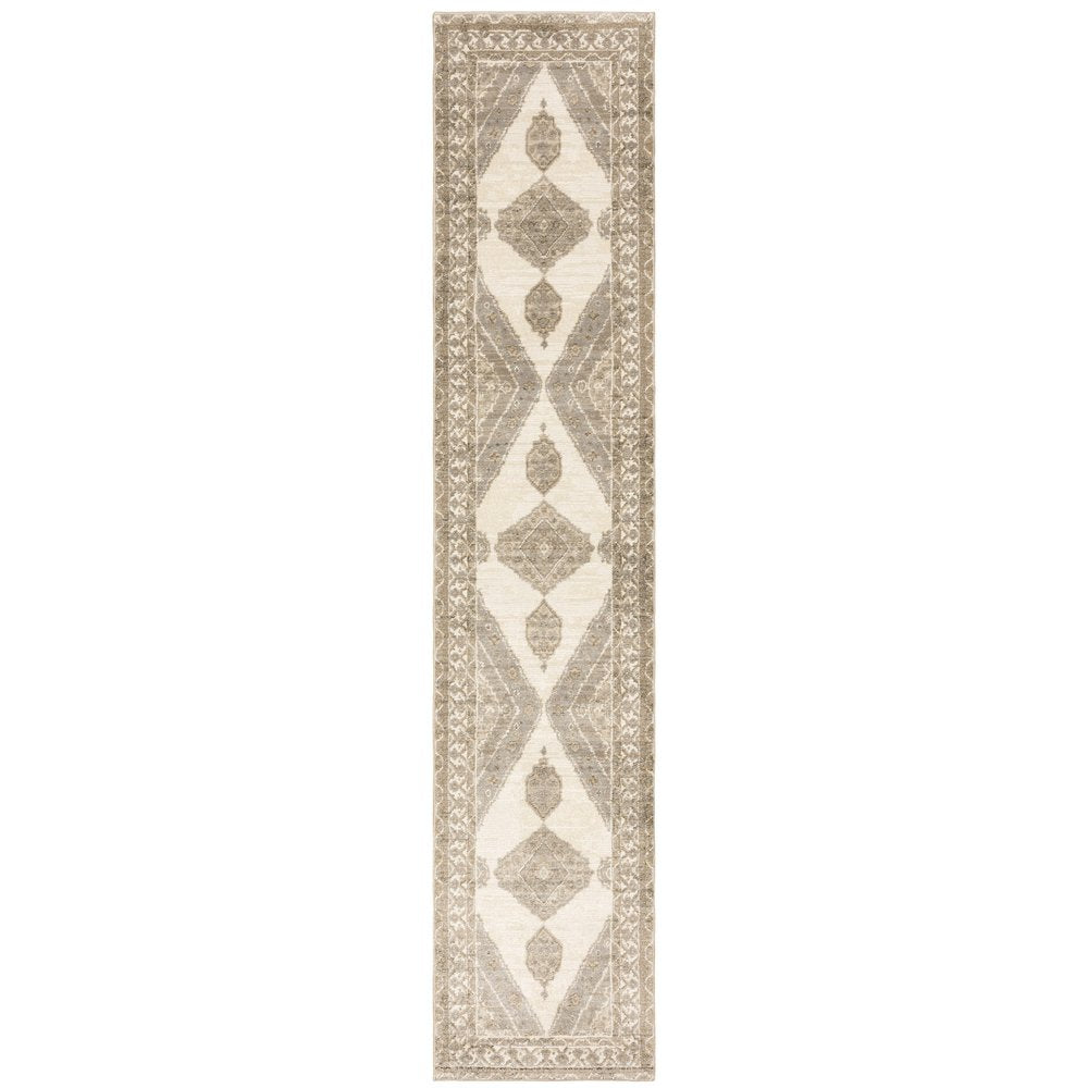 2' X 3' Beige And Ivory Oriental Area Rug