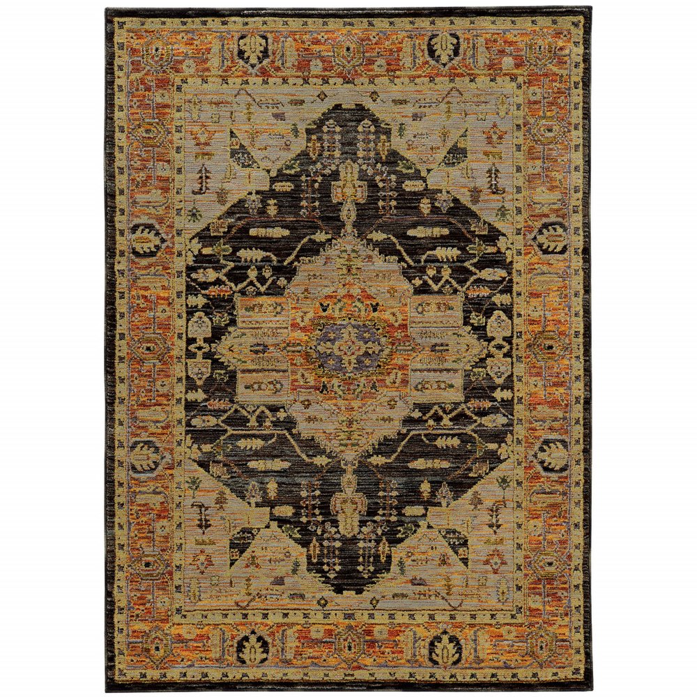 2' X 3' Gold And Gray Oriental Area Rug