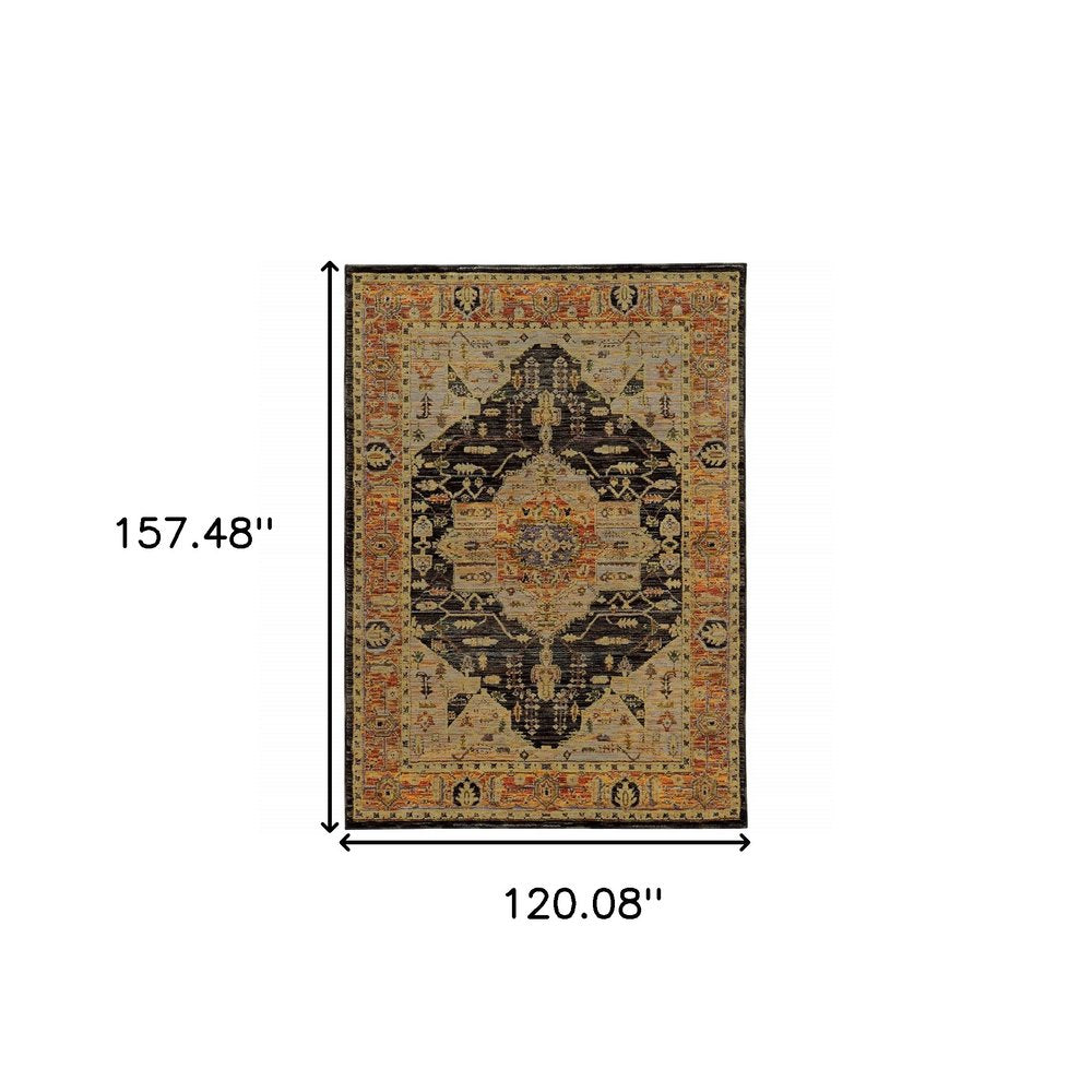 2' X 3' Gold And Gray Oriental Area Rug