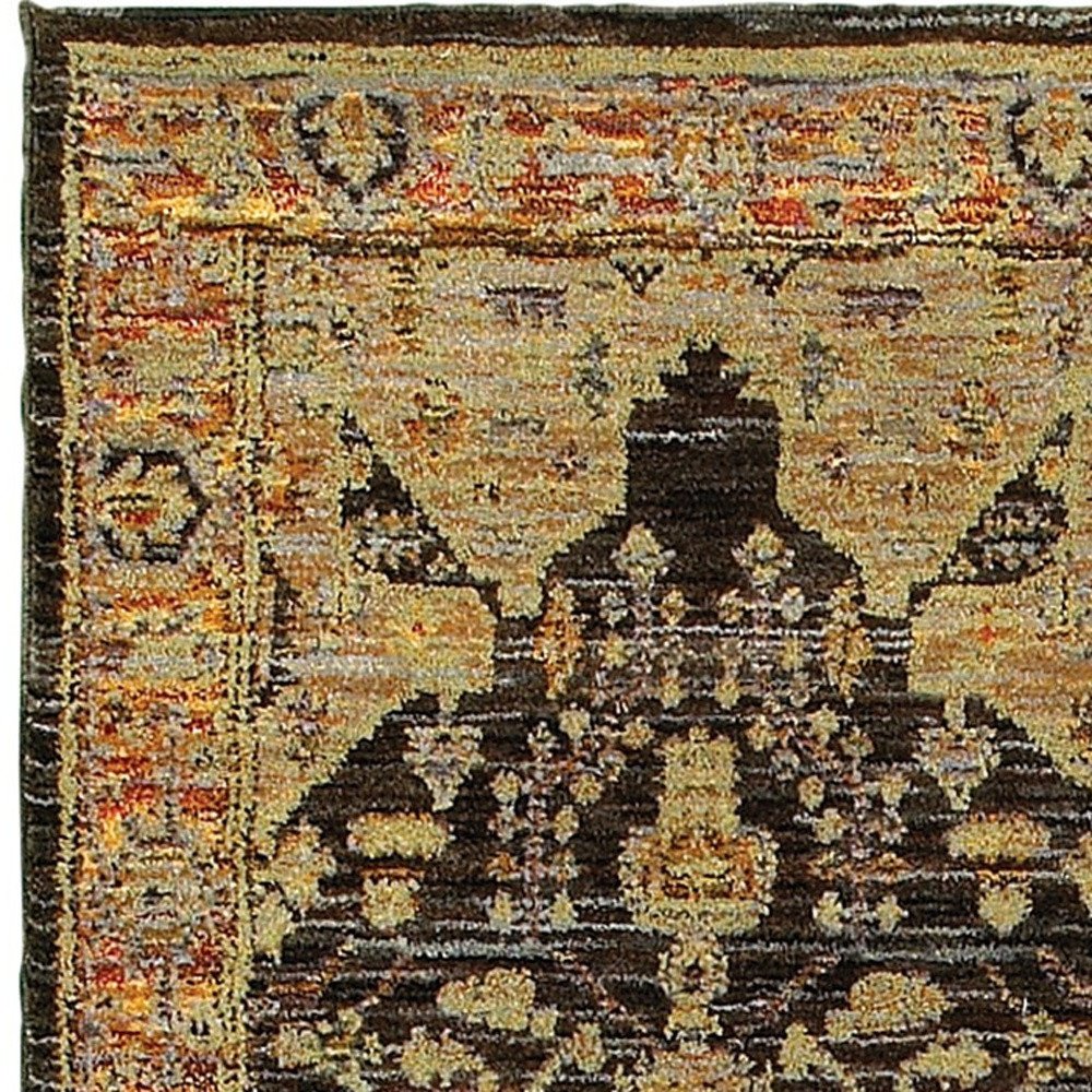 2' X 3' Gold And Gray Oriental Area Rug