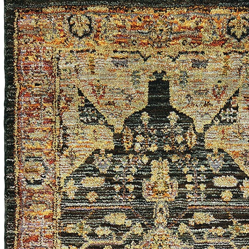 2' X 3' Gold And Gray Oriental Area Rug