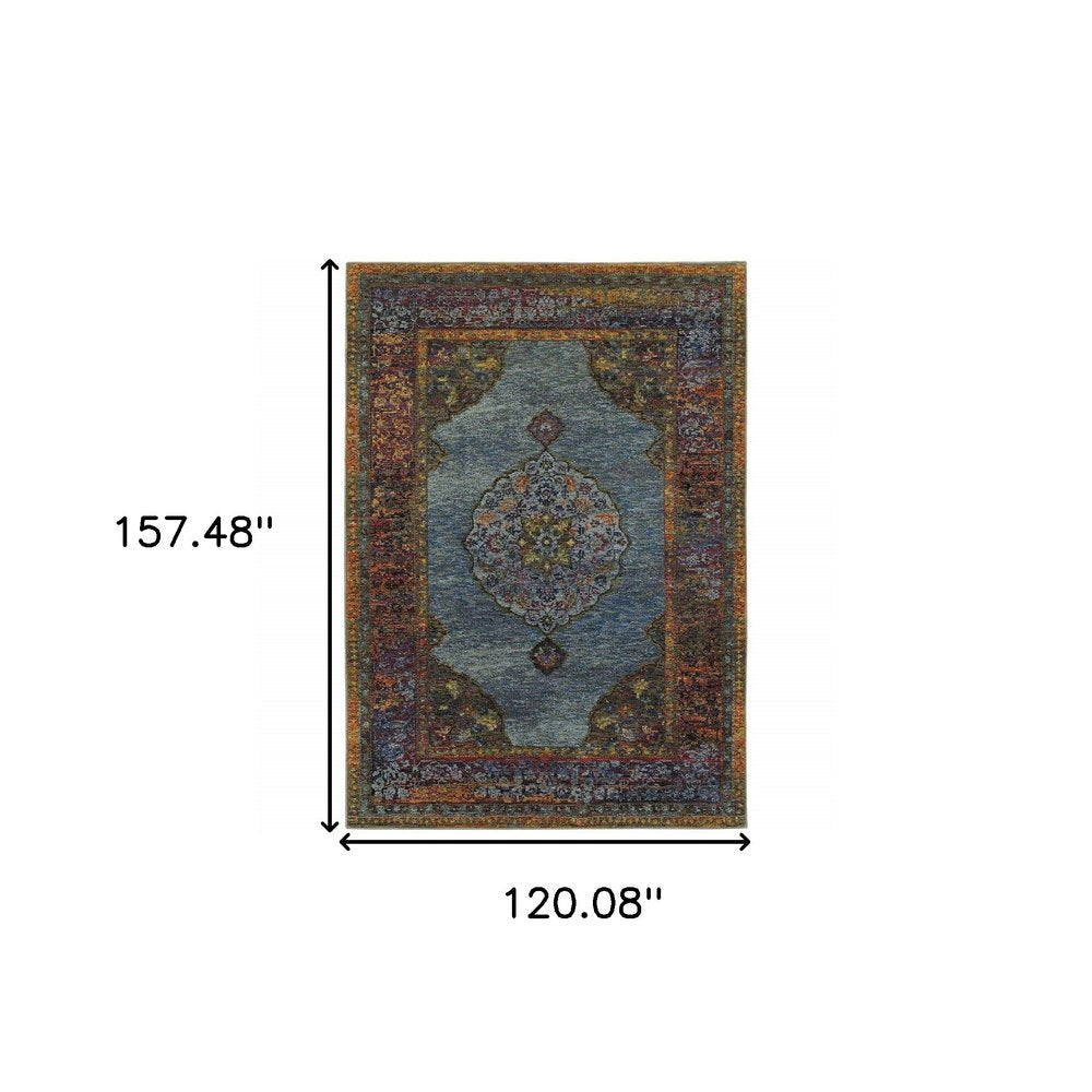 2' X 3' Blue And Beige Oriental Area Rug