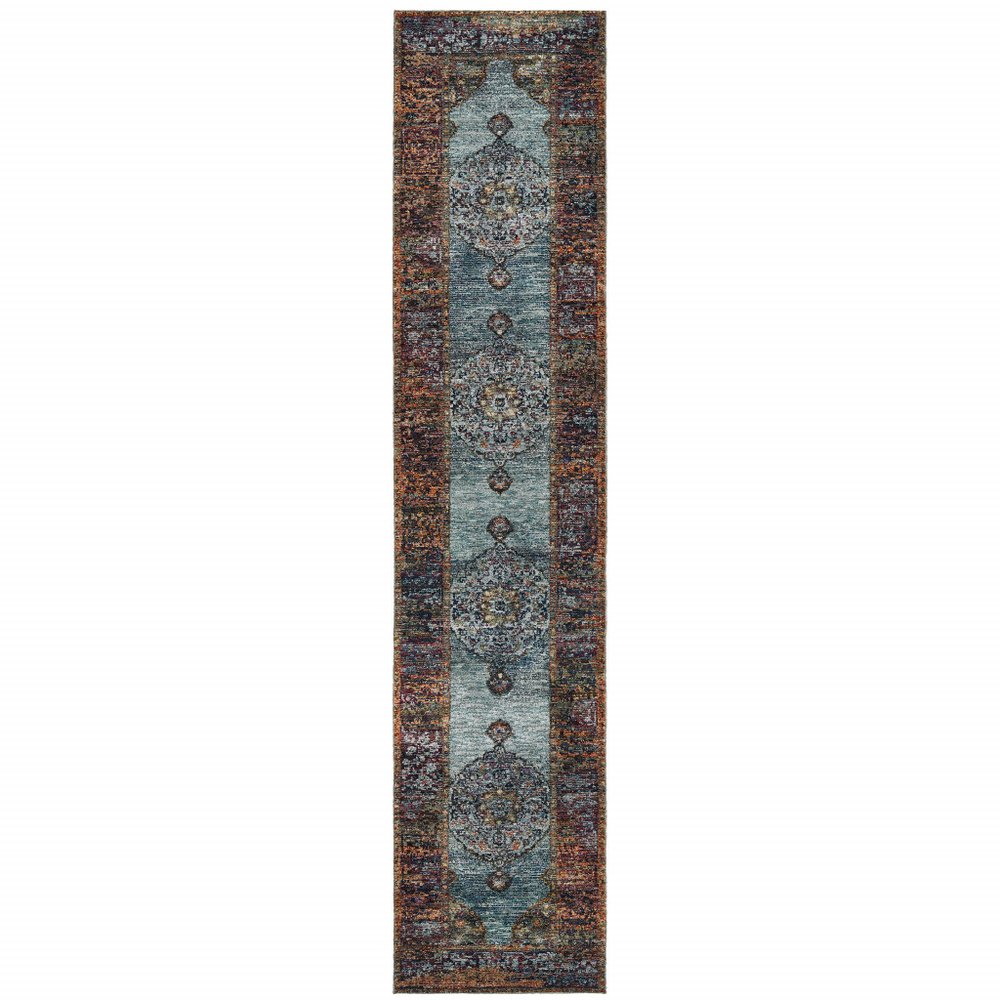 2' X 3' Blue And Beige Oriental Area Rug