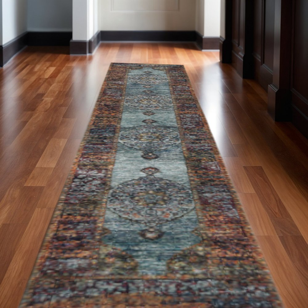 2' X 3' Blue And Beige Oriental Area Rug