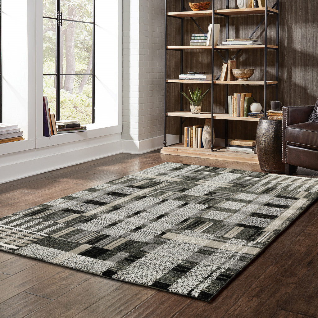 10' X 13' Blue Geometric Power Loom Area Rug