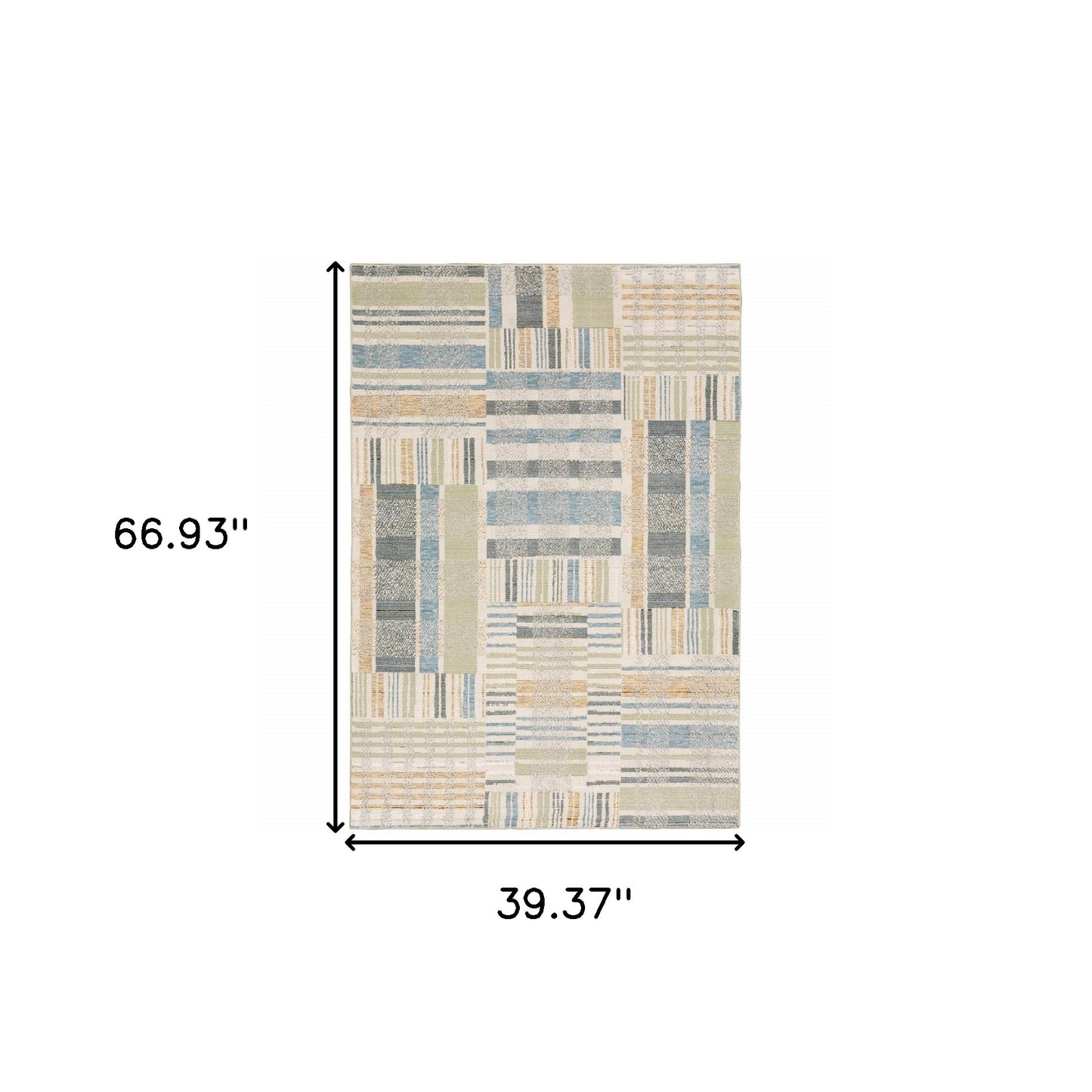 10' X 13' Blue Geometric Power Loom Area Rug