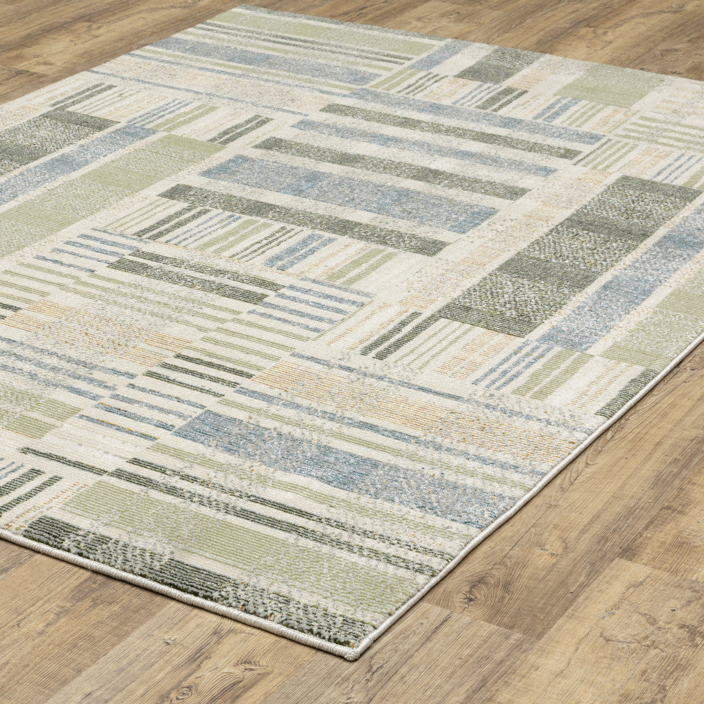 10' X 13' Blue Geometric Power Loom Area Rug