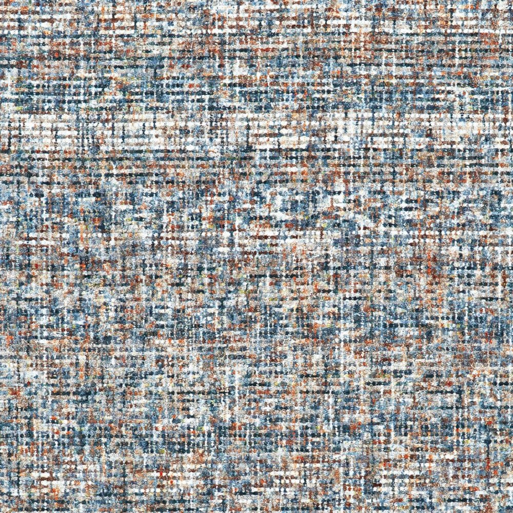 5' X 8' Blue Ivory And Orange Plaid Tufted Handmade Area Rug