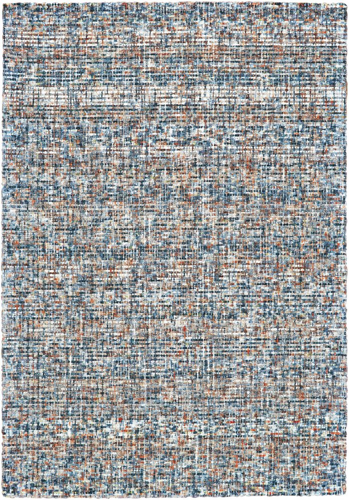 5' X 8' Blue Ivory And Orange Plaid Tufted Handmade Area Rug