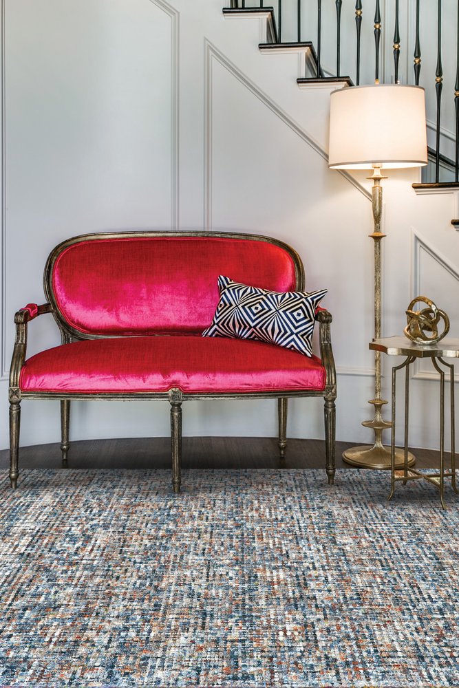 5' X 8' Blue Ivory And Orange Plaid Tufted Handmade Area Rug