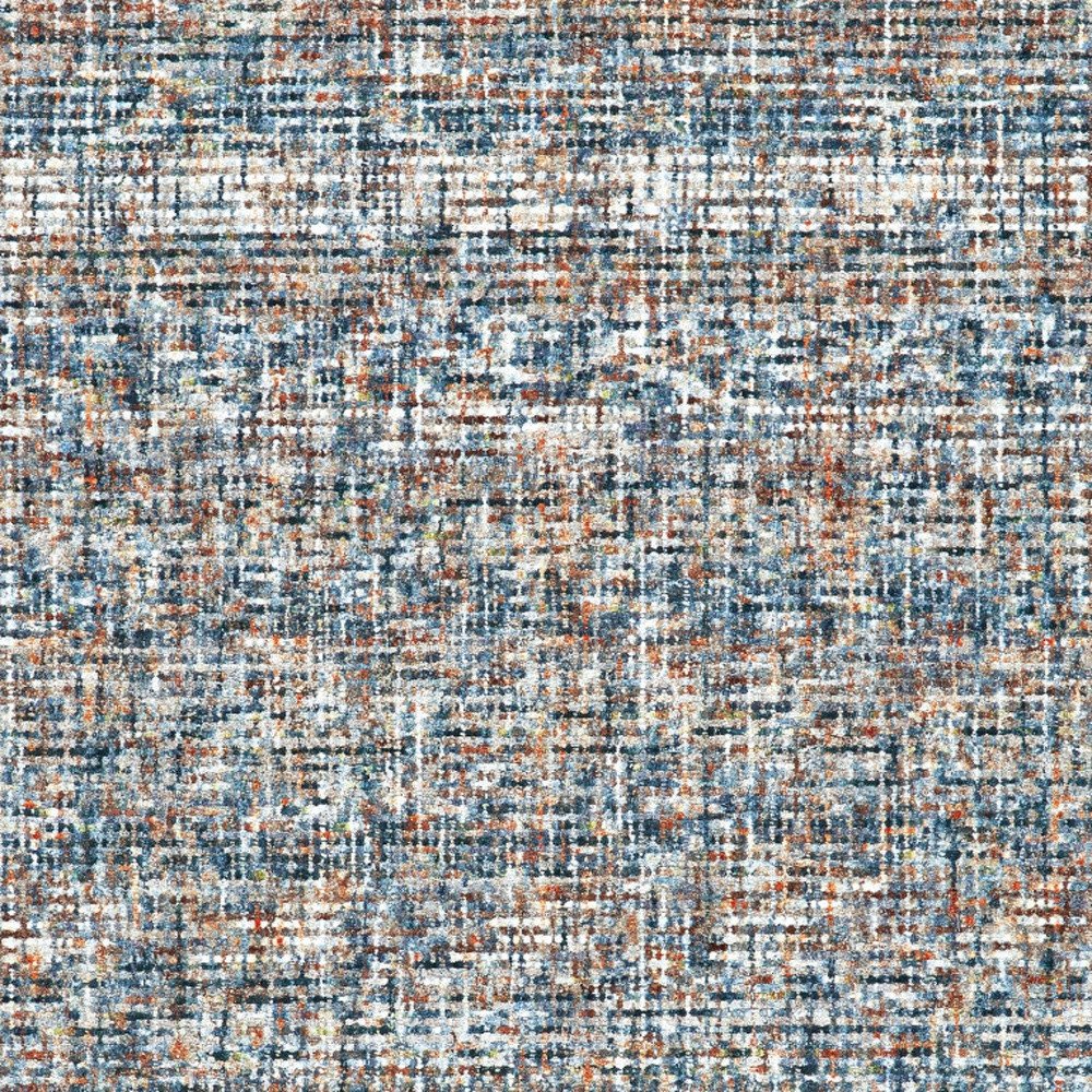 5' X 8' Blue Ivory And Orange Plaid Tufted Handmade Area Rug