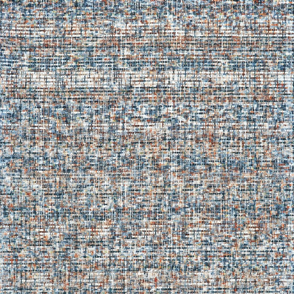 5' X 8' Blue Ivory And Orange Plaid Tufted Handmade Area Rug