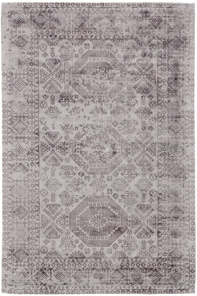 5' X 8' Gray Abstract Hand Woven Area Rug