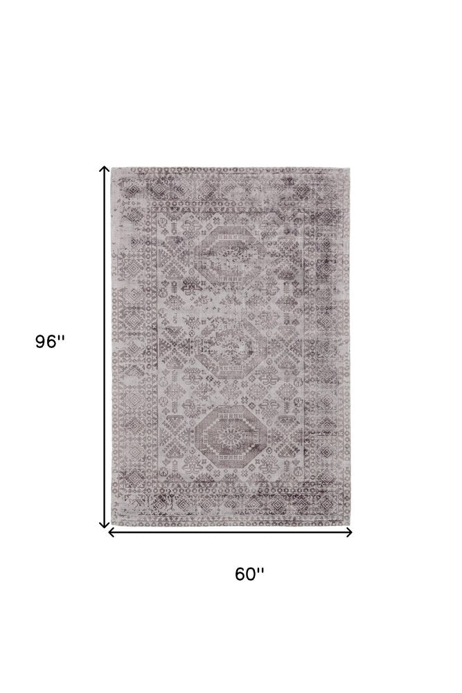 5' X 8' Gray Abstract Hand Woven Area Rug