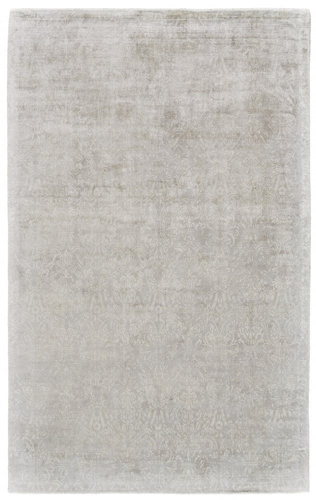 5' X 8' Gray and Ivory Abstract Hand Woven Area Rug