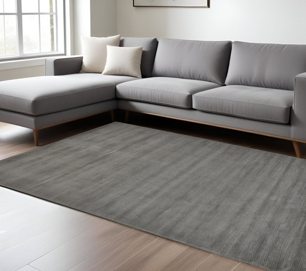 8' X 11' Tan Ivory And Taupe Hand Woven Area Rug