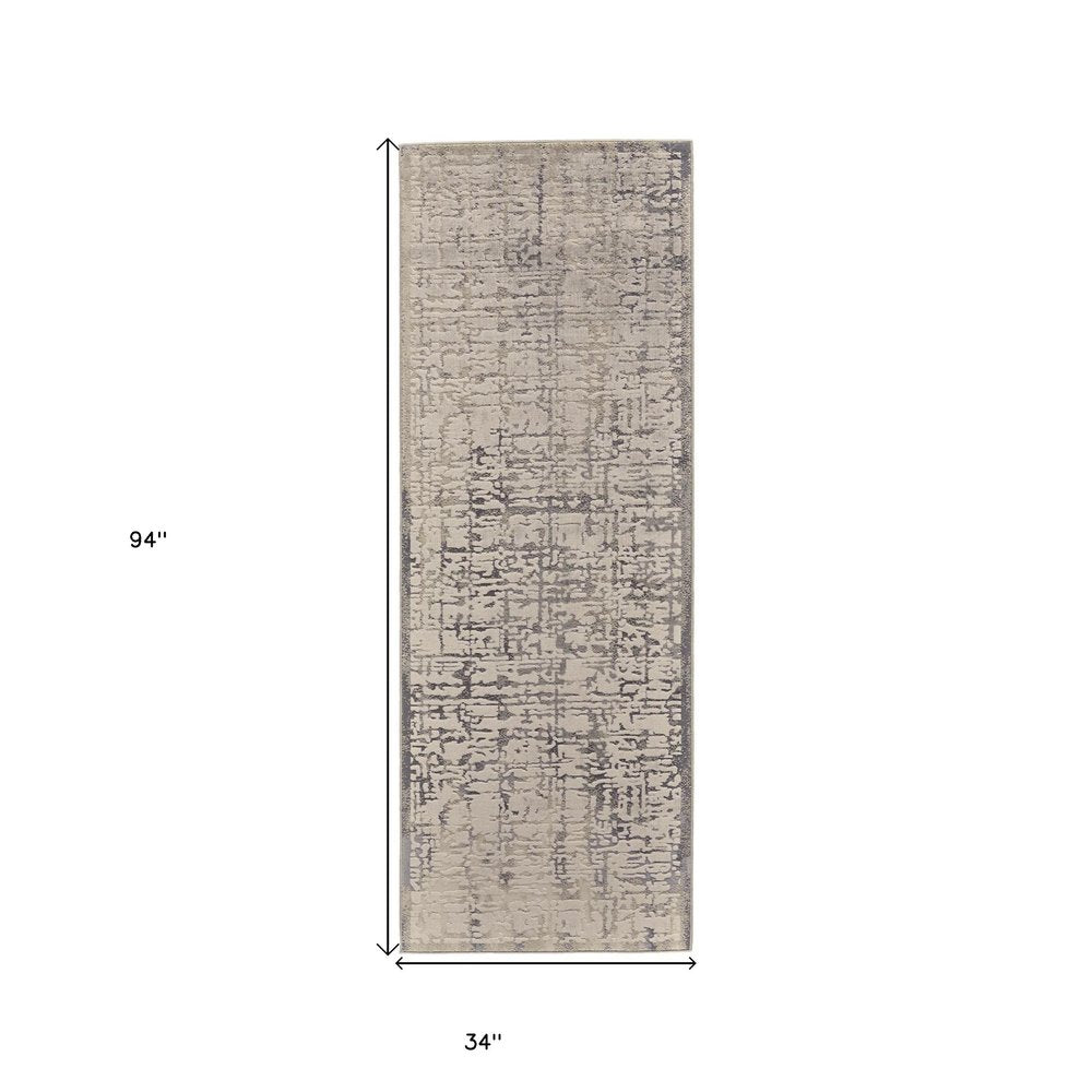 5' X 8' Gray And Ivory Abstract Stain Resistant Area Rug