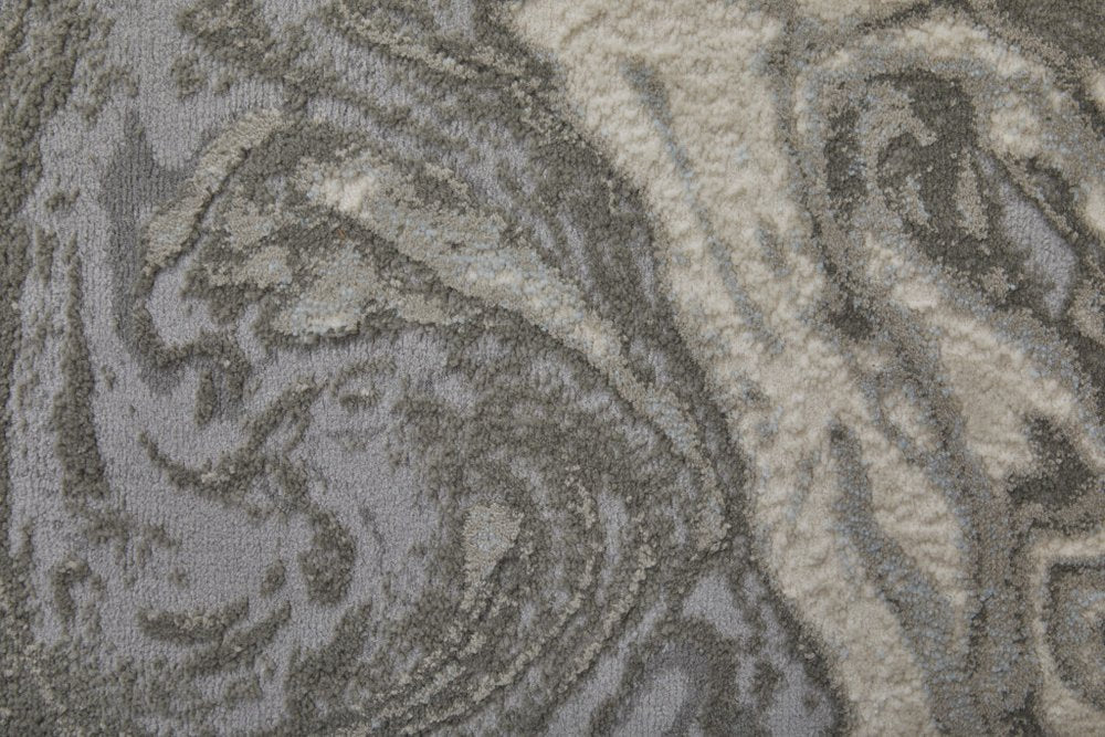 5' X 8' Gray Ivory And Silver Abstract Area Rug