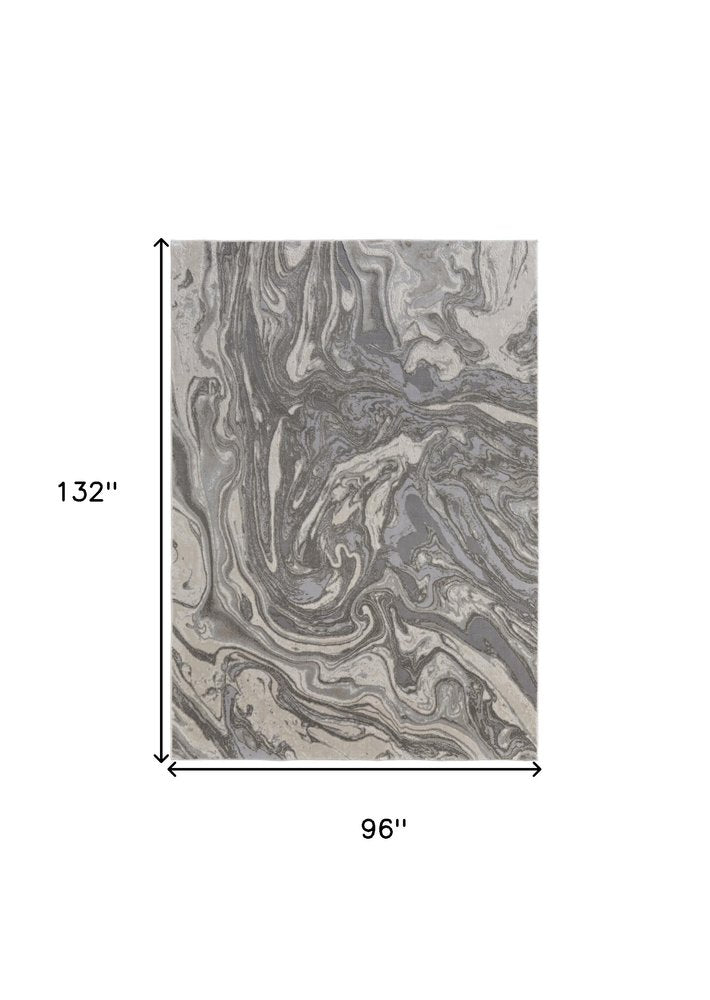 5' X 8' Gray Ivory And Silver Abstract Area Rug