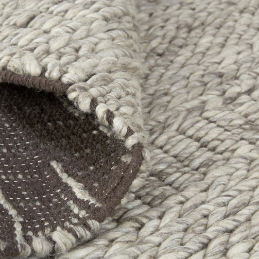 8' X 11' Gray And Ivory Wool Hand Woven Area Rug