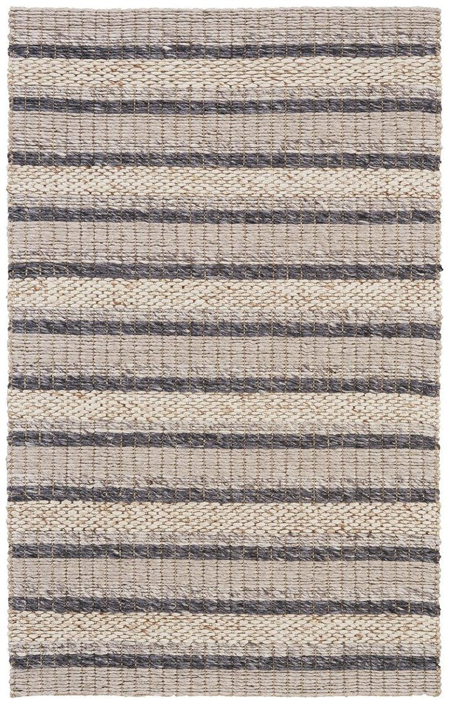 4' X 6' Gray And Ivory Wool Striped Hand Woven Area Rug