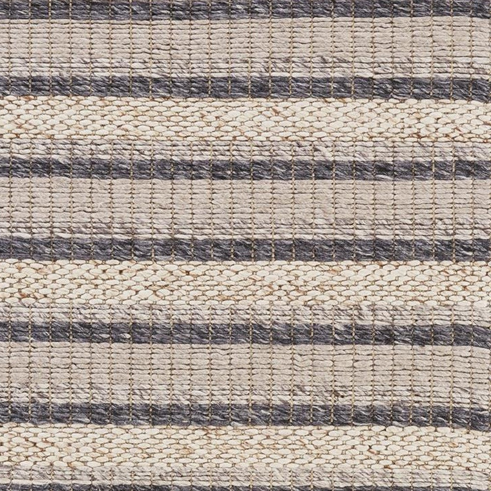 4' X 6' Gray and Ivory Wool Hand Woven Area Rug