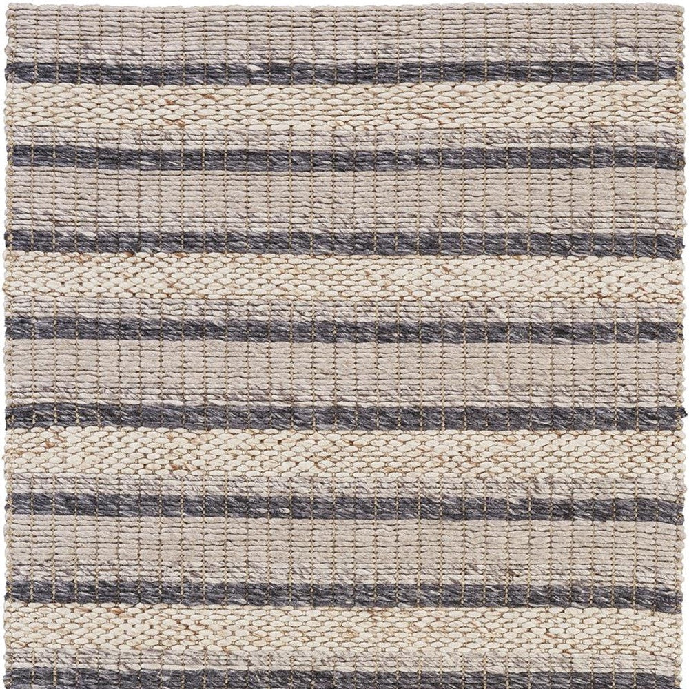 4' X 6' Gray and Ivory Wool Hand Woven Area Rug