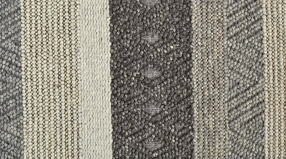 10' X 13' Gray Black And Taupe Wool Striped Hand Woven Area Rug