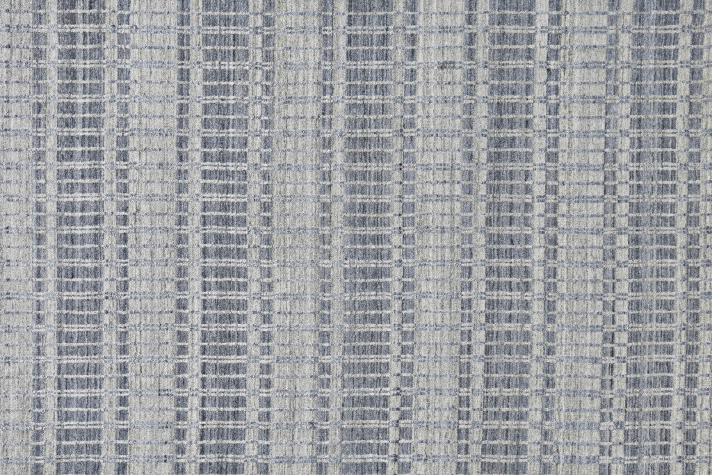 10' X 14' Ivory And Blue Striped Hand Woven Area Rug High Quality