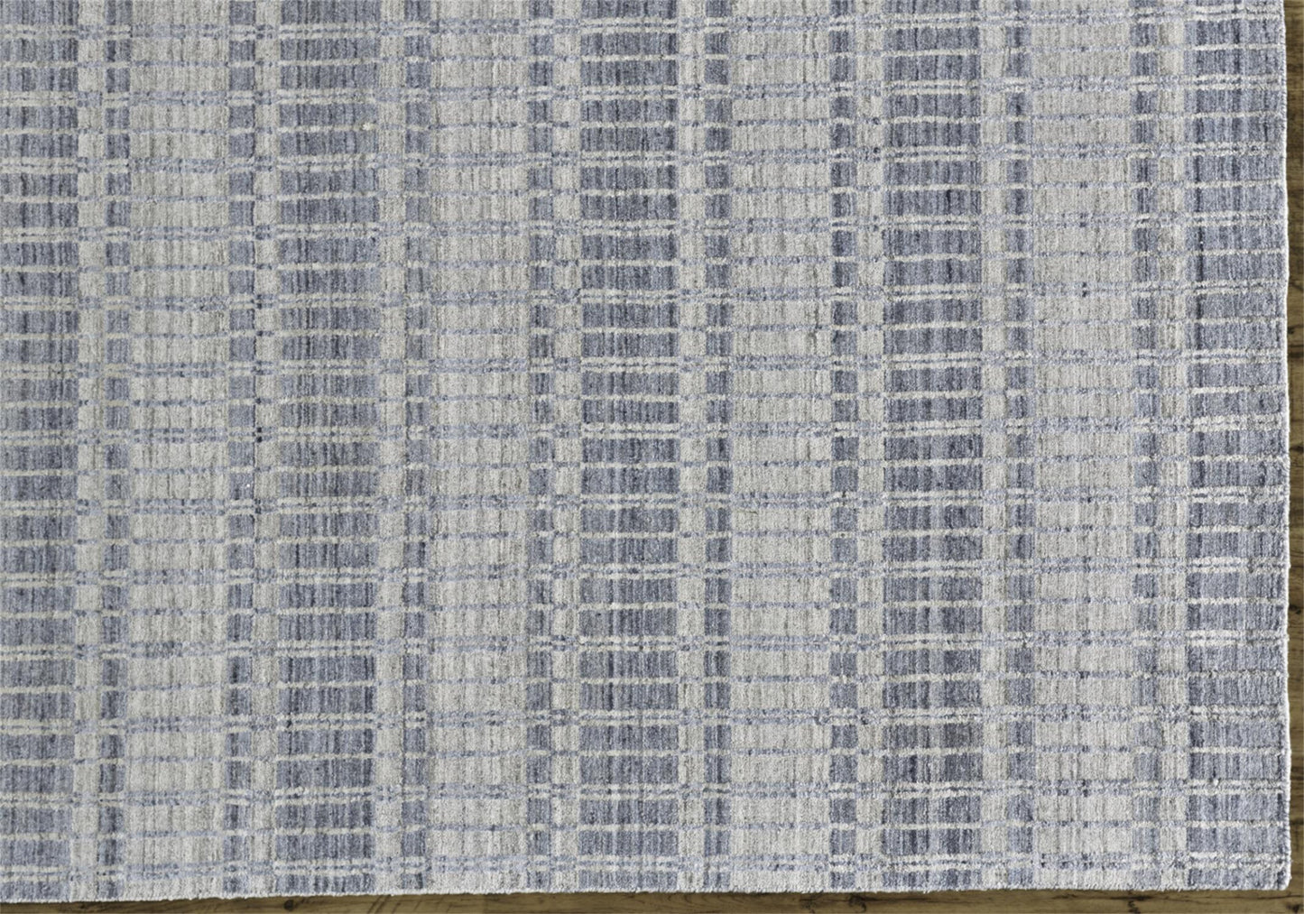 10' X 14' Ivory And Blue Striped Hand Woven Area Rug High Quality