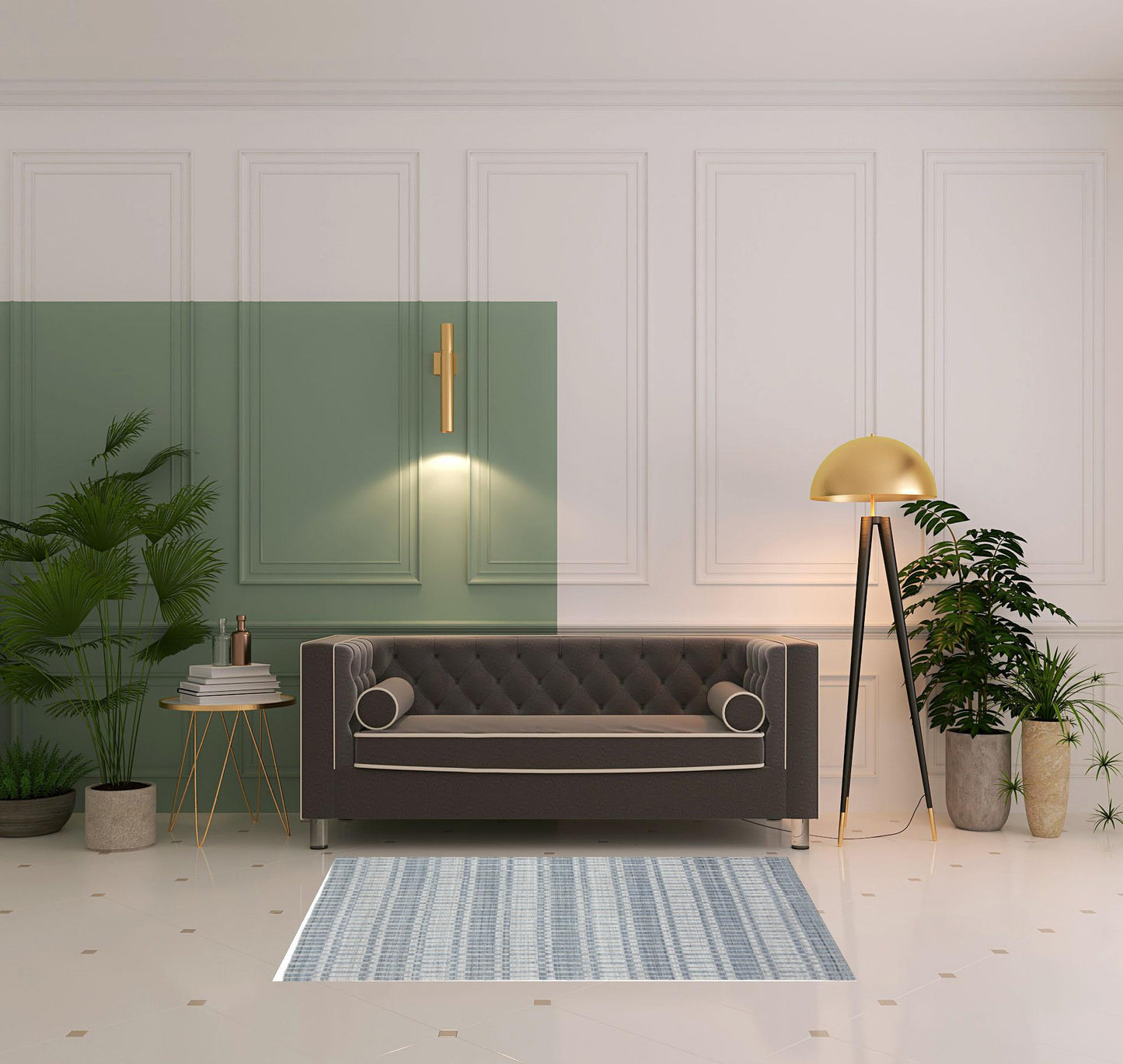 10' X 14' Ivory And Blue Striped Hand Woven Area Rug High Quality