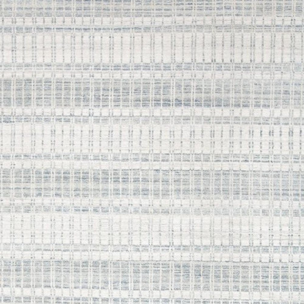 7' X 9' Ivory And Blue Striped Hand Woven Area Rug