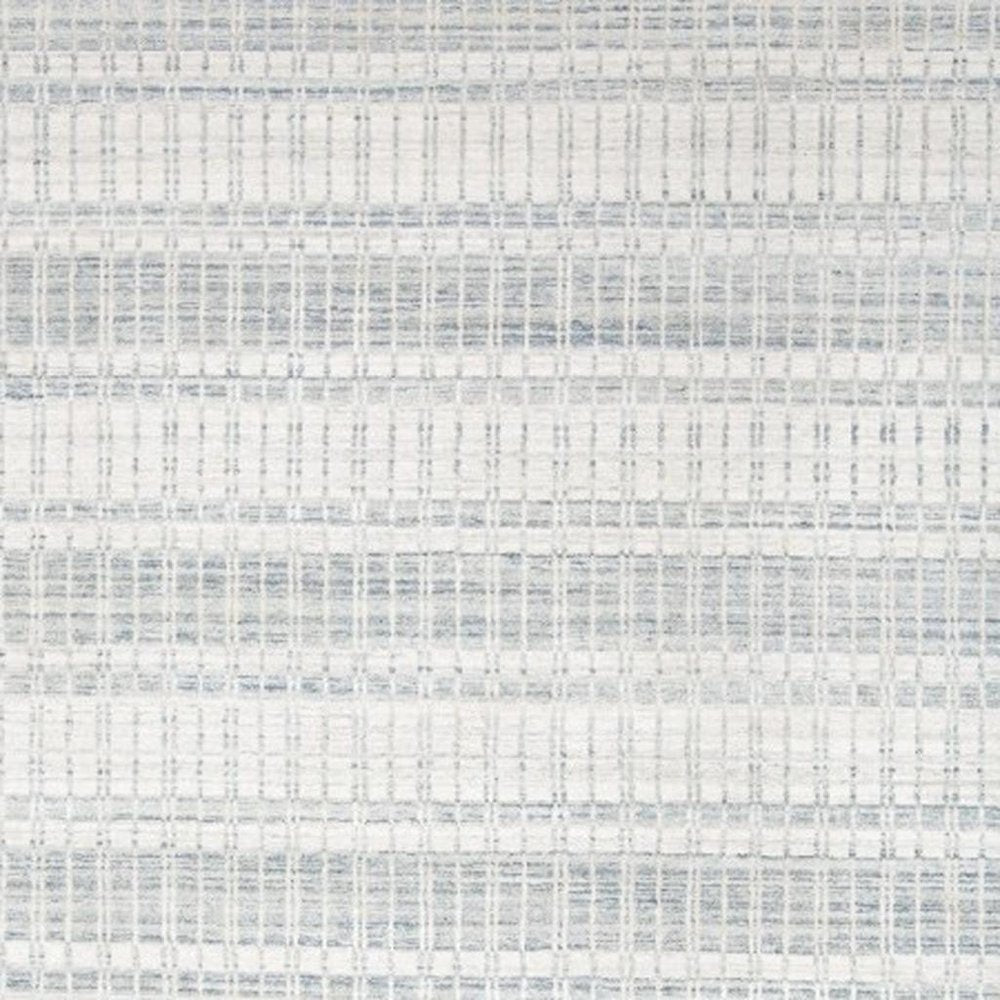 7' X 9' Ivory And Blue Striped Hand Woven Area Rug