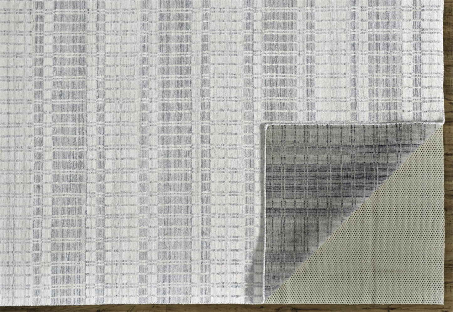 10' X 14' Ivory And Blue Striped Hand Woven Area Rug High Quality