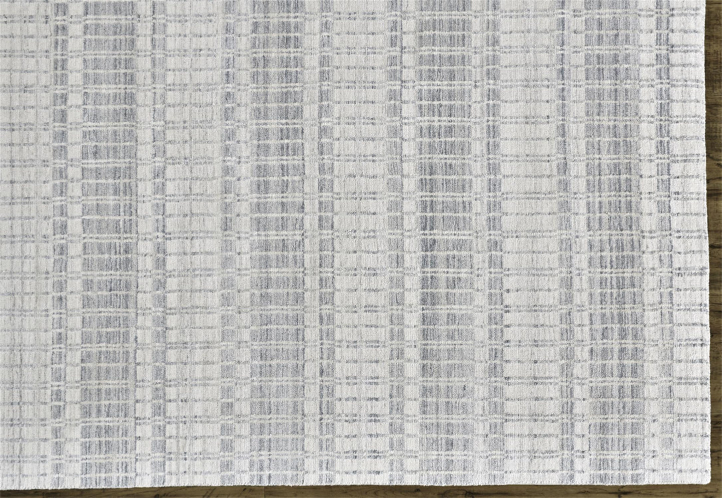 10' X 14' Ivory And Blue Striped Hand Woven Area Rug High Quality