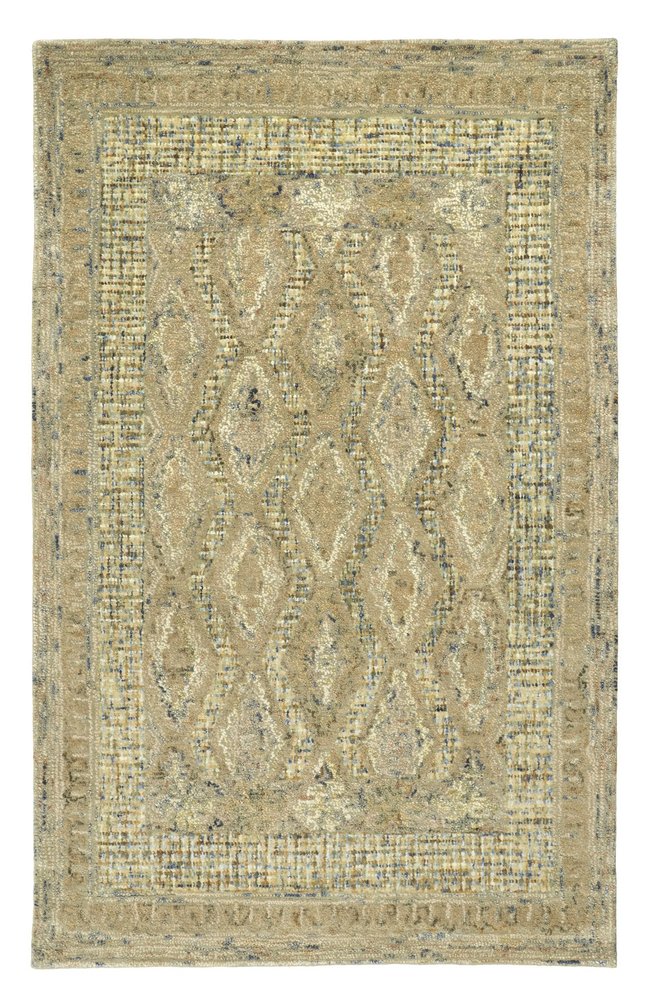 8' Tan Blue And Gray Wool Oriental Hand Tufted Runner Rug
