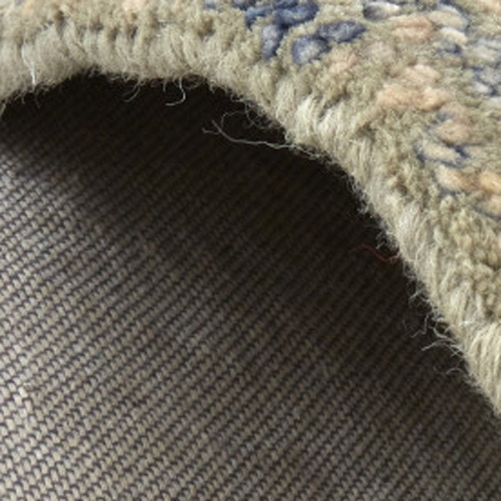 8' Tan Blue And Gray Wool Oriental Hand Tufted Runner Rug