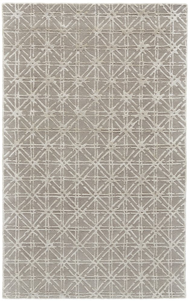 8' X 11' Taupe Ivory And Tan Wool Abstract Tufted Handmade Area Rug