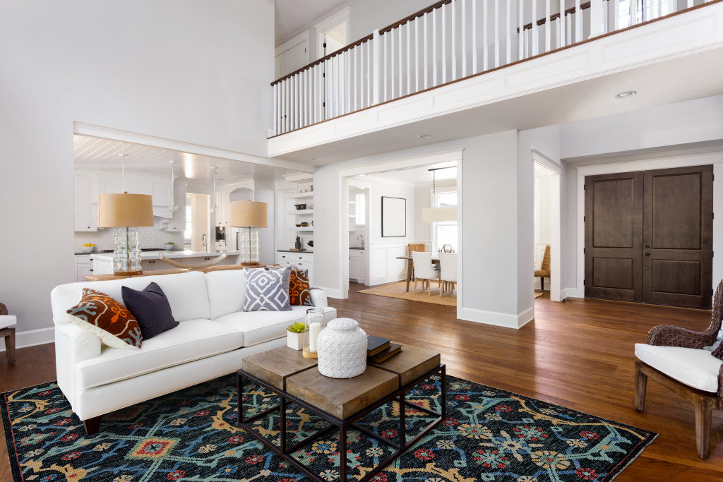 4' X 6' Black Blue and Orange Wool Tribal Hand Knotted Distressed Area Rug With Fringe