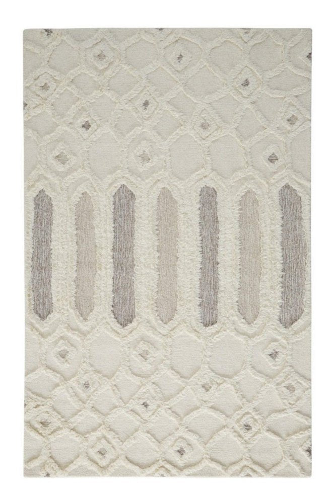 8' X 10' Gray and Ivory Wool Geometric Hand Tufted Area Rug