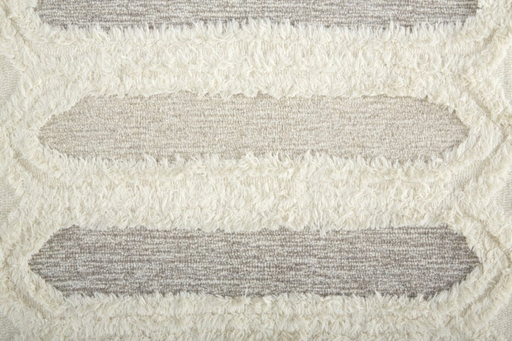 8' X 10' Gray and Ivory Wool Geometric Hand Tufted Area Rug