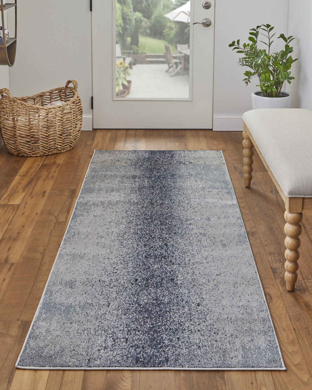10' X 13' Ivory And Blue Abstract Power Loom Area Rug