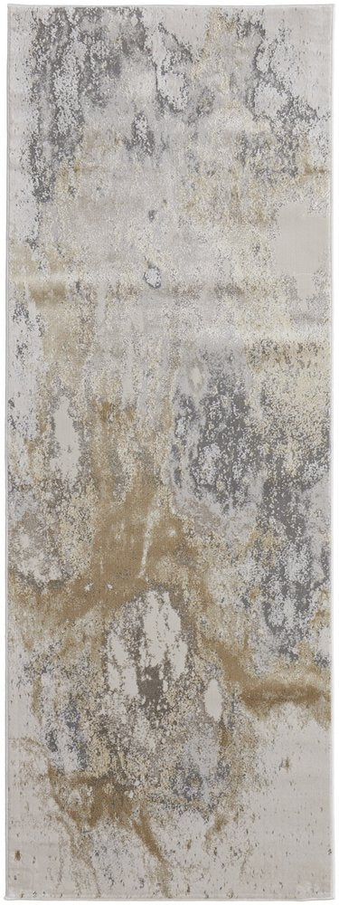 12' X 15' Gray and Ivory Abstract Power Loom Area Rug