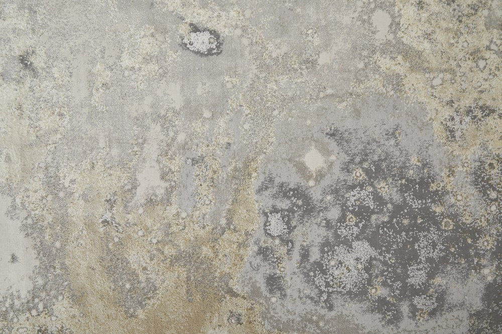 12' X 15' Gray and Ivory Abstract Power Loom Area Rug